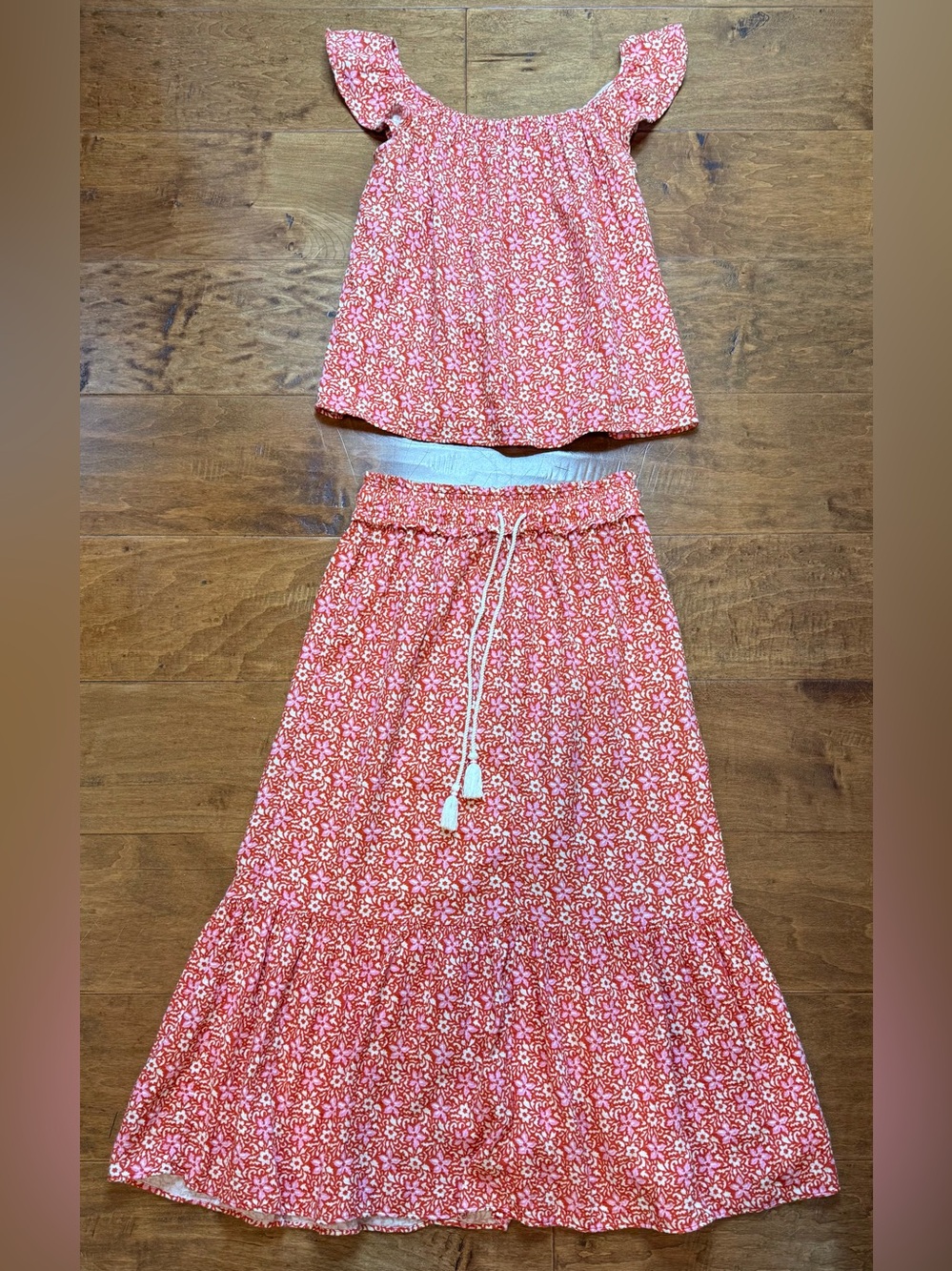 Ann Taylor 100% Cotton Gauze Floral Matching Set Skirt Top S